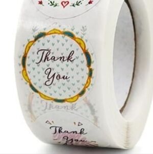 500 Roll Of 1" Thank You Stickers With Mixed Patterns